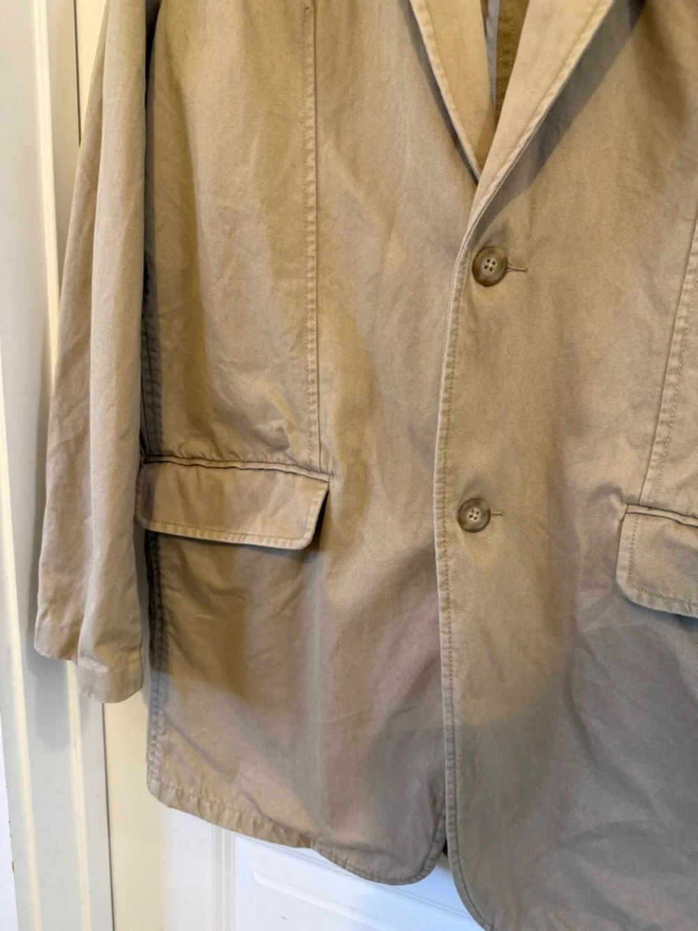 Breakwater Men's Cotton Blazer Jacket Two Button Beige Twill Size Large preppy